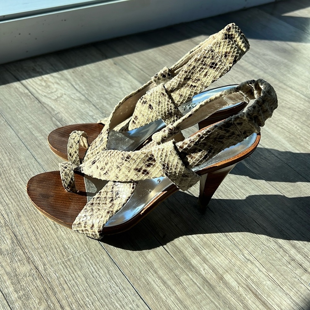 Michael Kors Shoes - Michael Kors Toe-Ring Snake Print Leather Heels